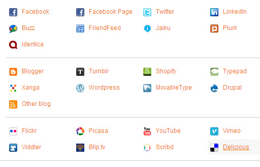 Social Media sites for auto-posting with Posterous