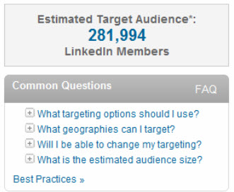 estimated target audience for LinkedIn Ads