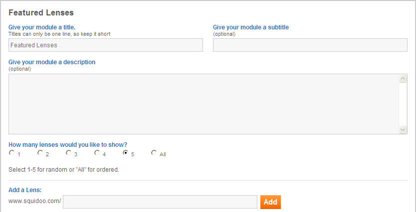 squidoo - featured lenses module