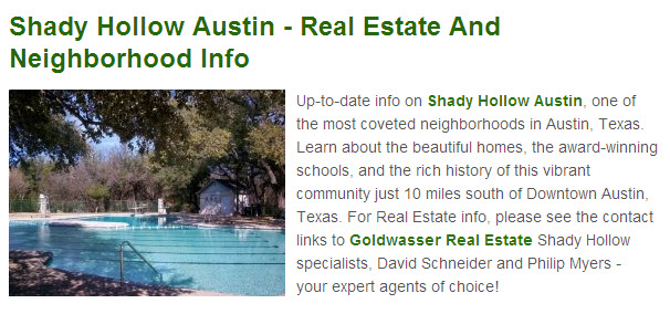 Shady Hollow Squidoo lens - Goldwasser Real Estate