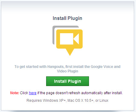 Google + Hangout - install plugin